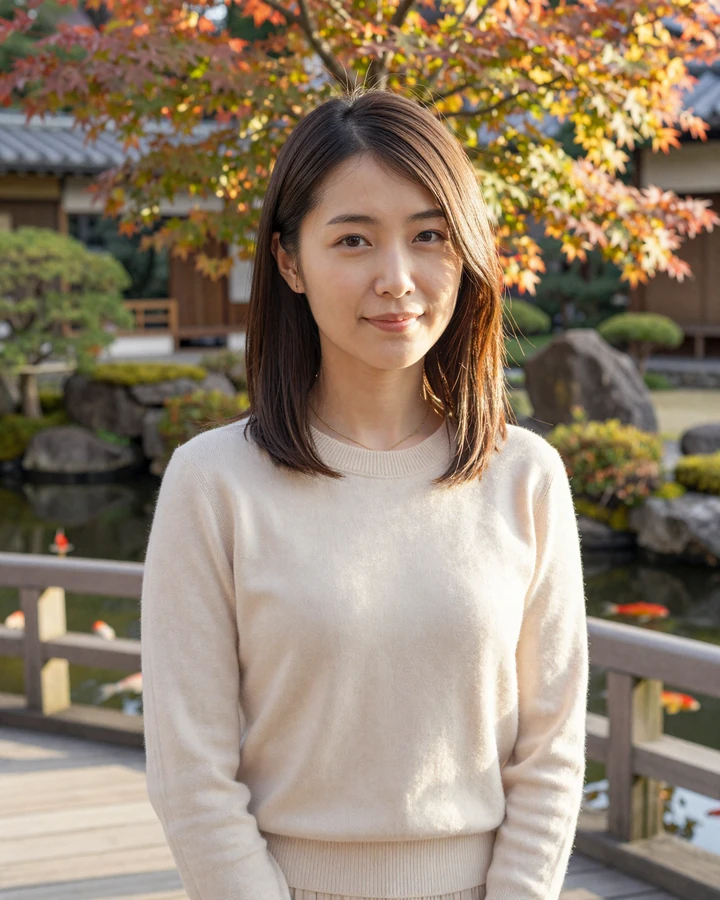 Elegant Japanese woman in a traditional garden representing japan women dating customs and culture
