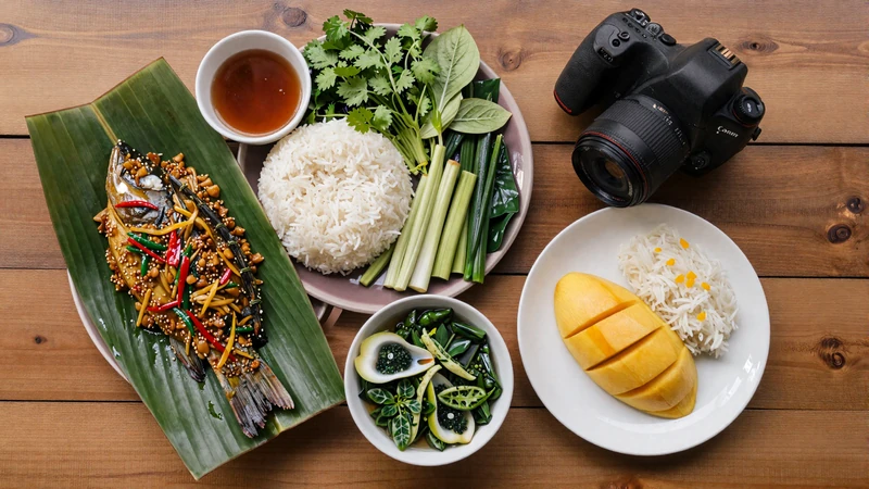Traditional Cambodian meal with fish amok and rice shared during a Khmer family dinner, relevant to cambodian dating culture