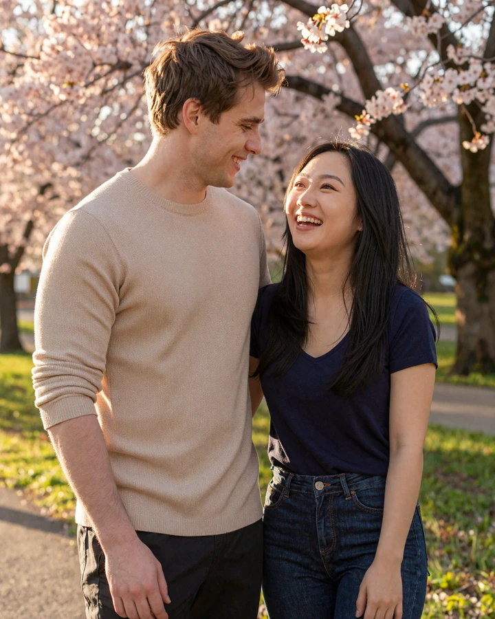 Happy interracial couple who met through QualityDatingAdvice asian dating success platform