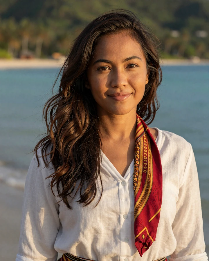 Verified Timorese woman member smiling on the coast of East Timor on QualityDatingAdvice dating platform